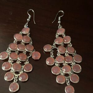 Elegant Pink Chandelier Earrings